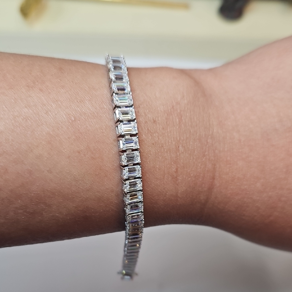 Emerald Cut Moissanites Tennis Bracelet